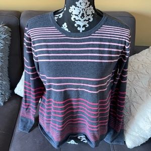 TALBOTS WOMAN Gray Striped Sweater Size 14